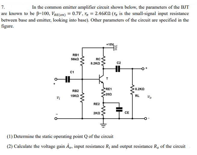 Solved In The Common Emitter Amplifier Circuit Shown Below, | Chegg.com