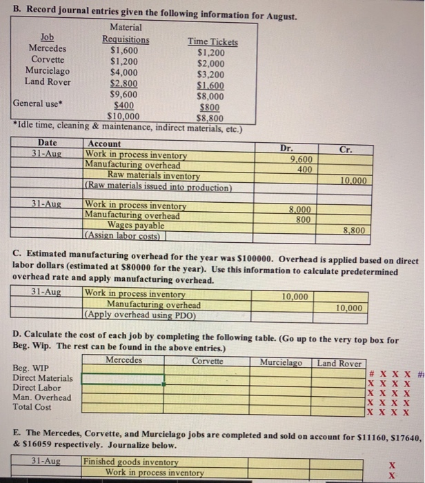 Solved B. Record Journal Entries Given The Following | Chegg.com