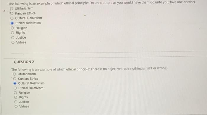 The following is an example of which ethical | Chegg.com