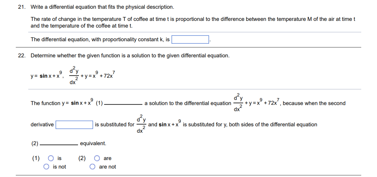 Solved Write a differential equation that fits the physical | Chegg.com