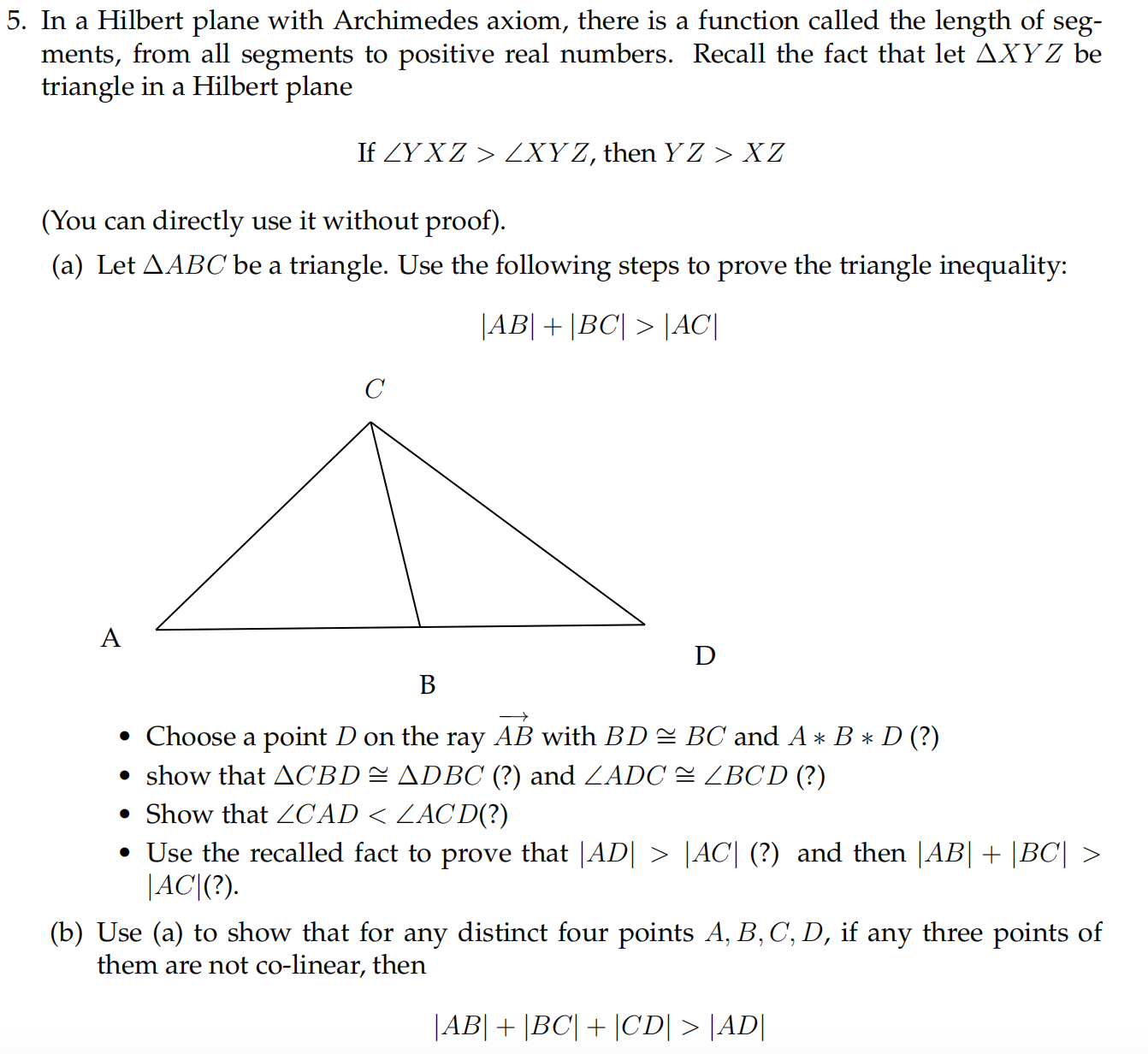 Solved In a Hilbert plane with Archimedes axiom, there is a | Chegg.com