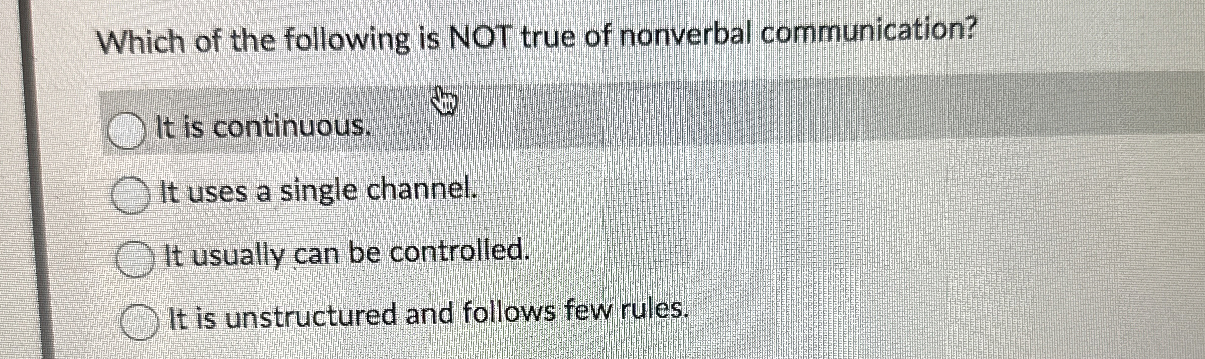Solved Which of the following is NOT true of nonverbal | Chegg.com