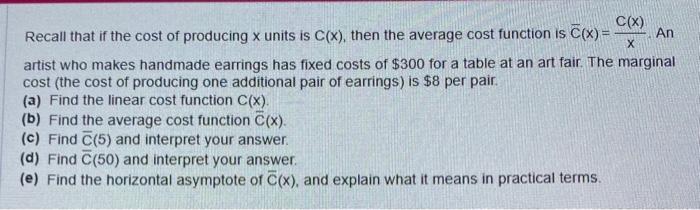 Solved (d) Find Cˉ(500) and interpret your answer. cˉ(500)= | Chegg.com