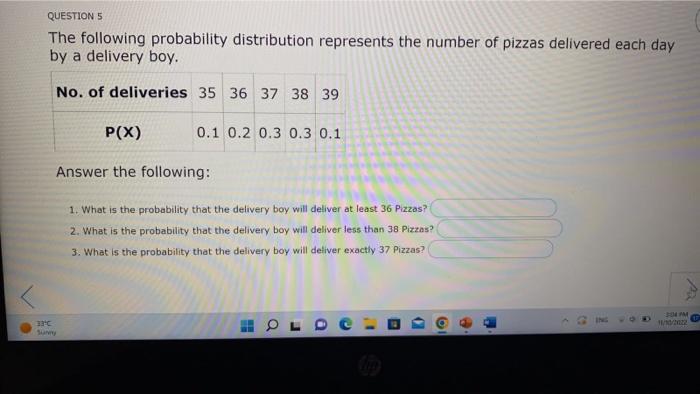 Solved The following probability distribution represents the | Chegg.com
