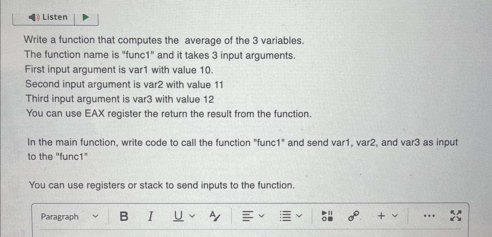 Solved ListenWrite a function that computes the average of | Chegg.com