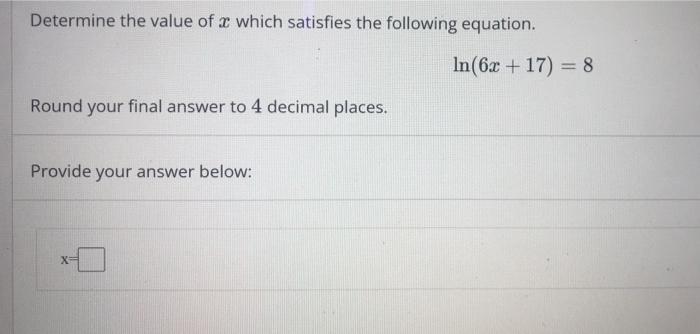 Solved Solve 7*+2 = 6". Enter an exact answer or round your | Chegg.com