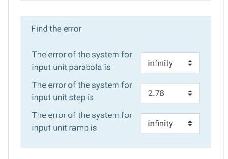 Solved Find the error infinity The error of the system for | Chegg.com