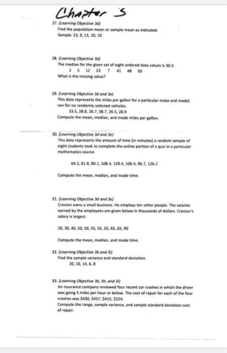 Solved Chapter 3 27. Learning Objective 3d Find the | Chegg.com