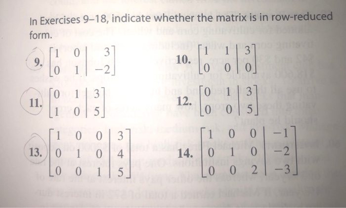 Solved In Exercises 9 18 indicate whether the matrix is in