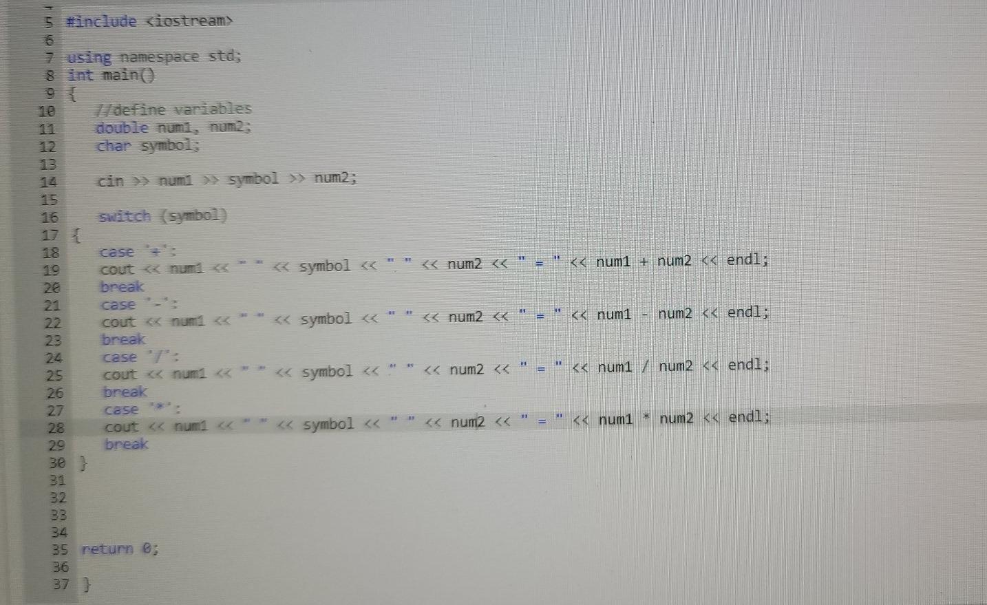 Solved Write a program that reads in a simple mathematical | Chegg.com