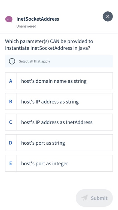Solved Get IP address in Java Unanswered Which method should | Chegg.com