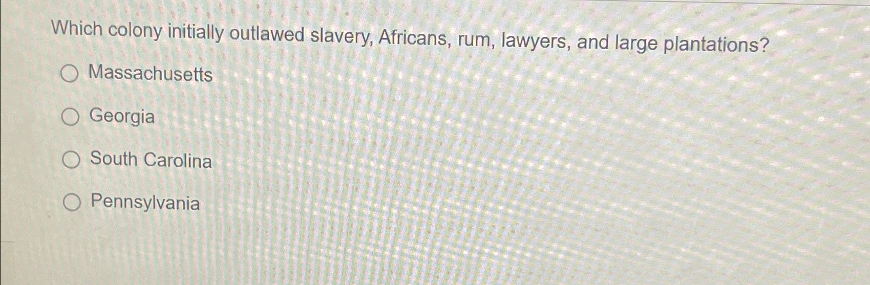 Solved Which colony initially outlawed slavery, Africans, | Chegg.com