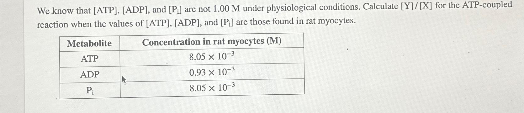 Solved We know that ATPADP, and Pi ﻿are not 1.00M ﻿under | Chegg.com