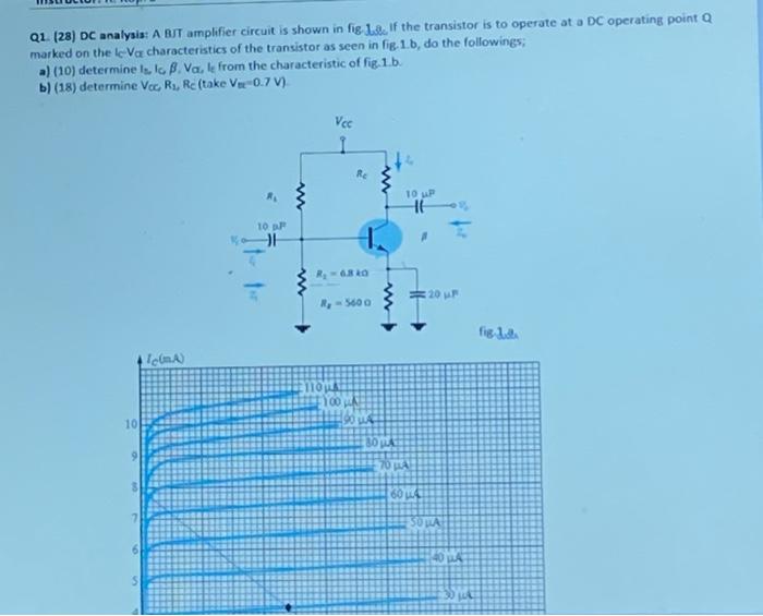 Solved Q1. (28) DC Analysis: A Bग Amplifier Circuit Is Shown | Chegg.com