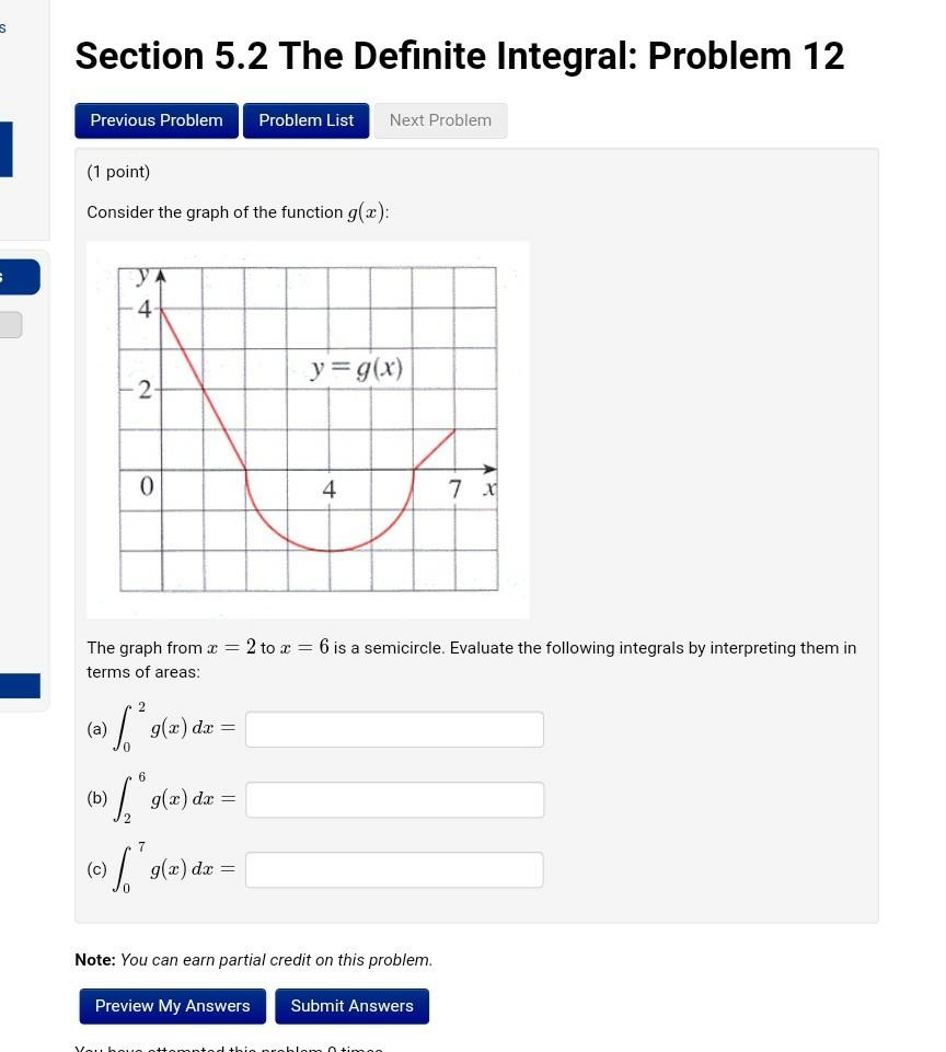 Solved Section 5.2 The Definite Integral: Problem 10 | Chegg.com
