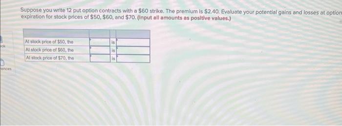 Solved Suppose you write 12 put option contracts with a $60 | Chegg.com