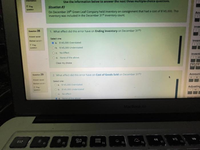 Solved Use the information below to answer the next three | Chegg.com