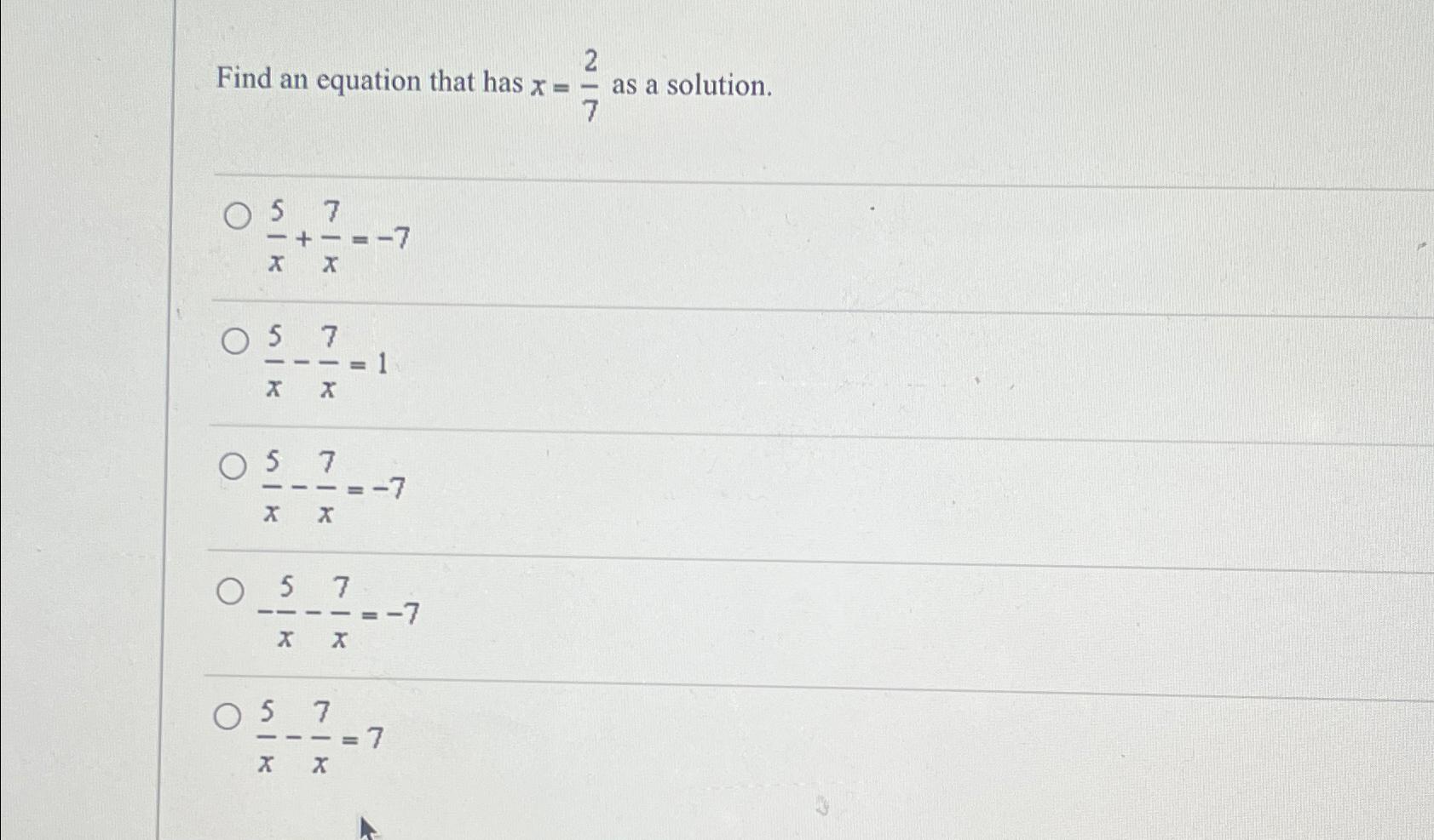 12 7 x 5 )= 24 8x solution