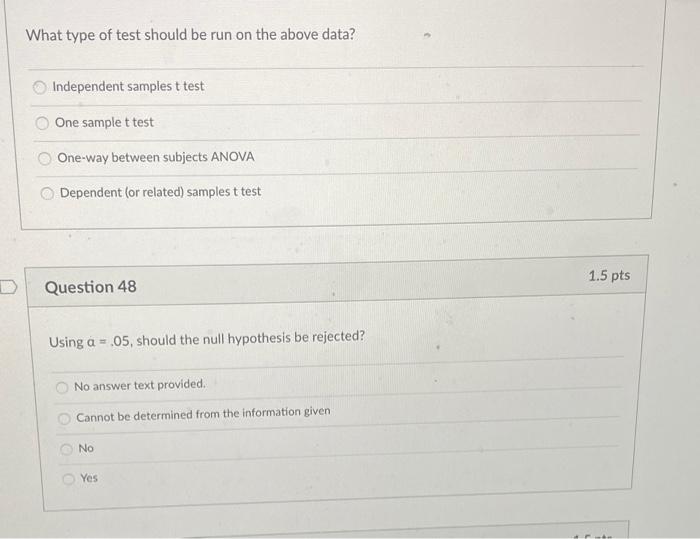 Use the following data to answer the last 5 questions | Chegg.com