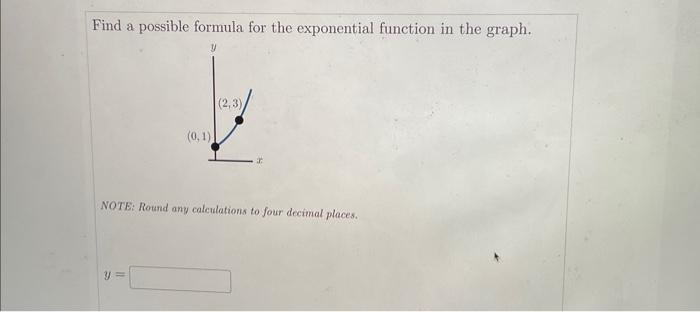 Solved Find a possible formula for the exponential function | Chegg.com