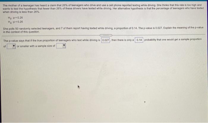 Solved The mother of a teenager has heard a claim that 20% | Chegg.com