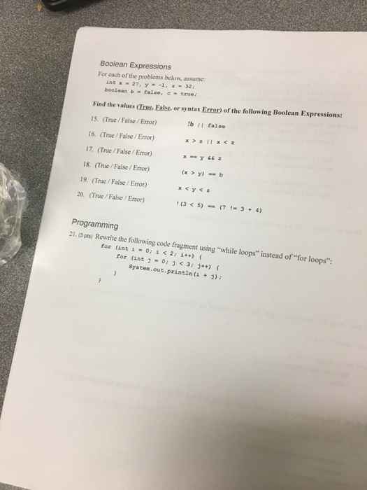 Solved Boolean Expressions For each of the problems below, | Chegg.com