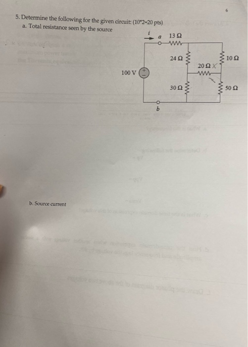 Solved 5. Determine the following for the given circuit: | Chegg.com