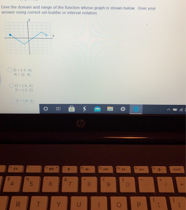 Solved Give the domain and range of the function whose graph | Chegg.com