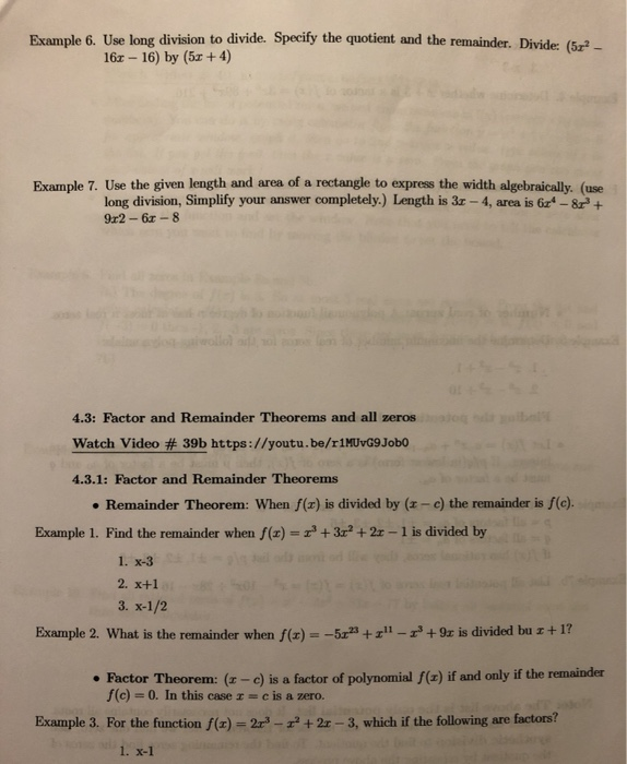 Solved Example 6 Use Long Division To Divide Specify The Chegg Solved Example 6 Use Long Division To Divide Specify The Chegg