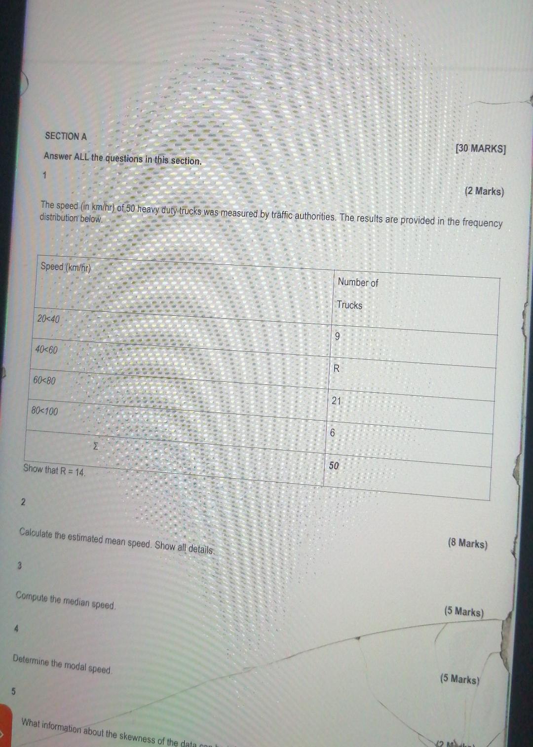 Solved The Speed in Km hr Of 50 Heavy Duty Trucks Was Chegg solved-the-speed-in-km-hr-of-50-heavy-duty-trucks-was-chegg