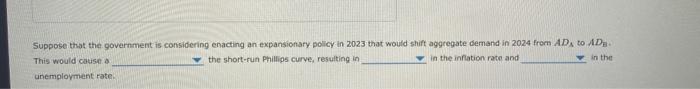 This would catise of the short-run Philligs curve, resulting in in the inflation rate and in the unemployment rate.