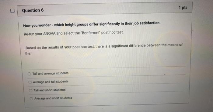 Solved SPSS Assignment: ANOVA The following output shows the | Chegg.com