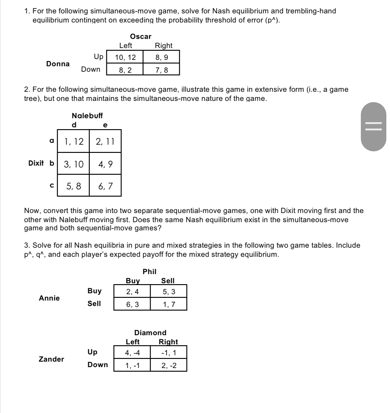 Solved For The Following Simultaneous-move Game, Solve For | Chegg.com