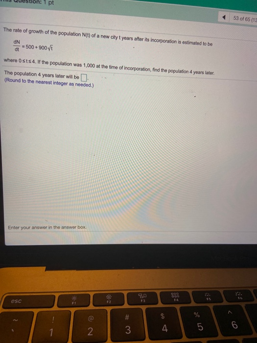 Solved pt 53 of 65 (15 The rate of growth of the population | Chegg.com