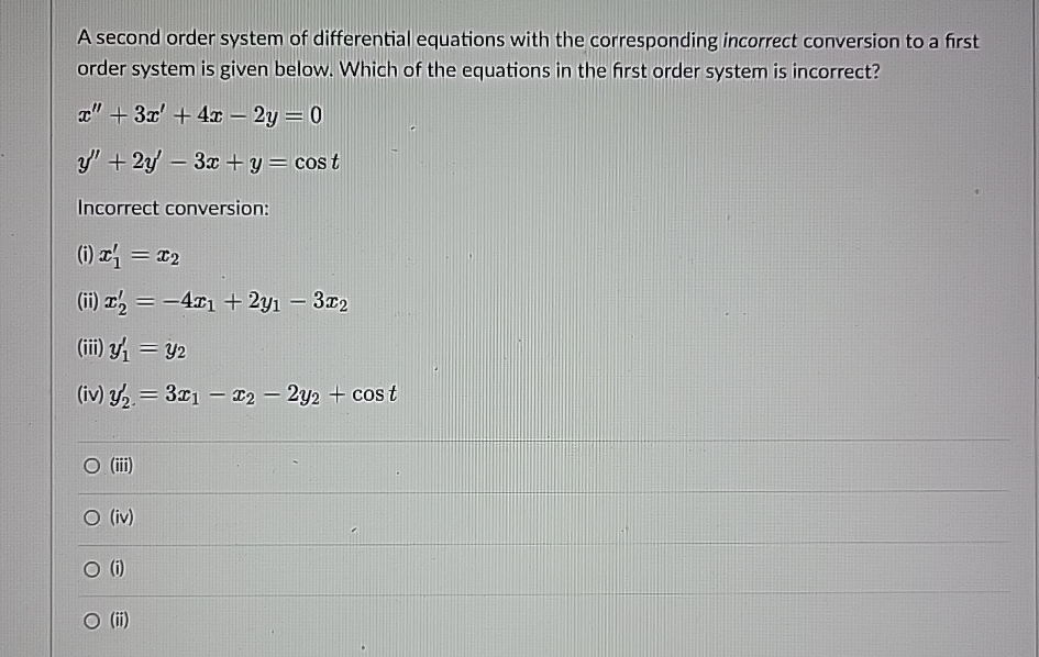 A second order system of differential equations with | Chegg.com