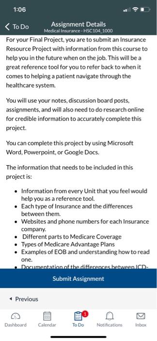 Solved For your Final Project, you are to submit an | Chegg.com
