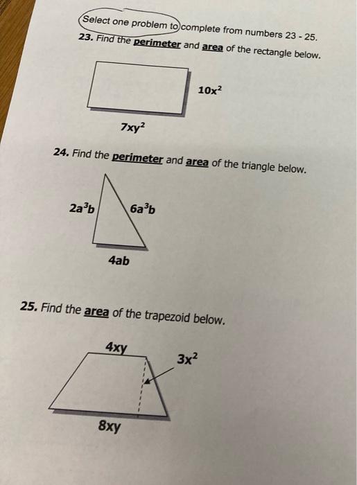 Solved Select one problem to complete from numbers 23 - 25. | Chegg.com