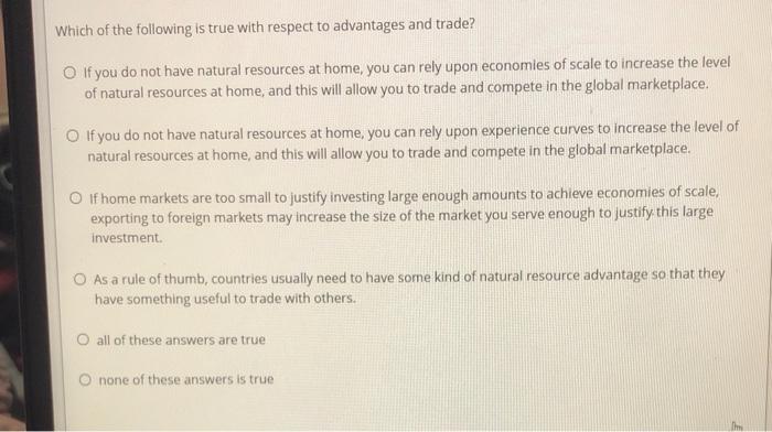 Solved Which of the following is true with respect to | Chegg.com