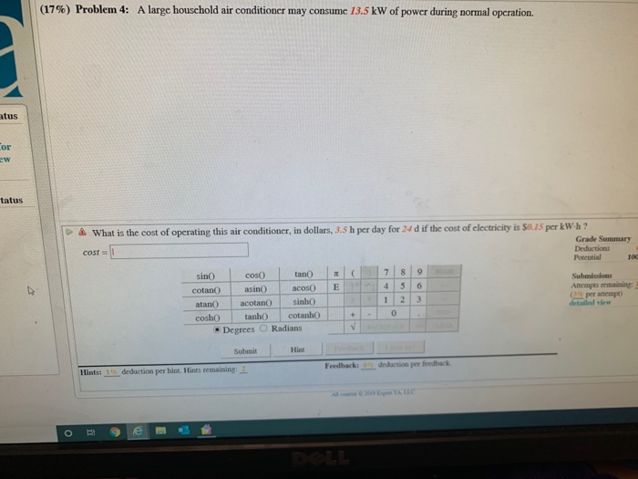 Solved 17 Problem 4 A Large Household Air Conditioner Chegg Com