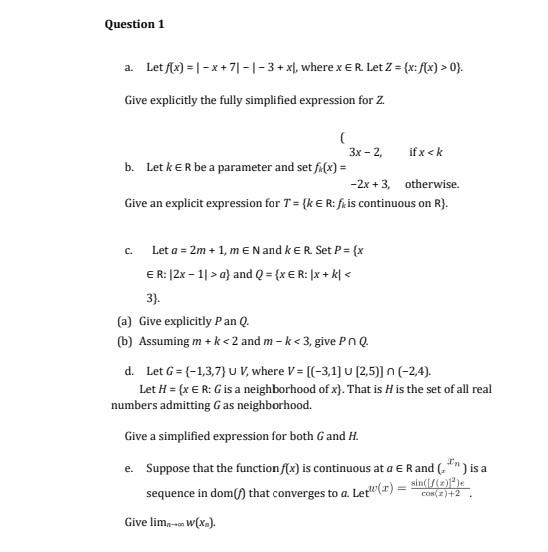 Solved Question 1 A Let F X 1 X 71 1 3 Xl Where