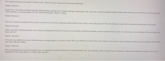 Your Responses Must Be No Less Than Sentances E Chegg Com