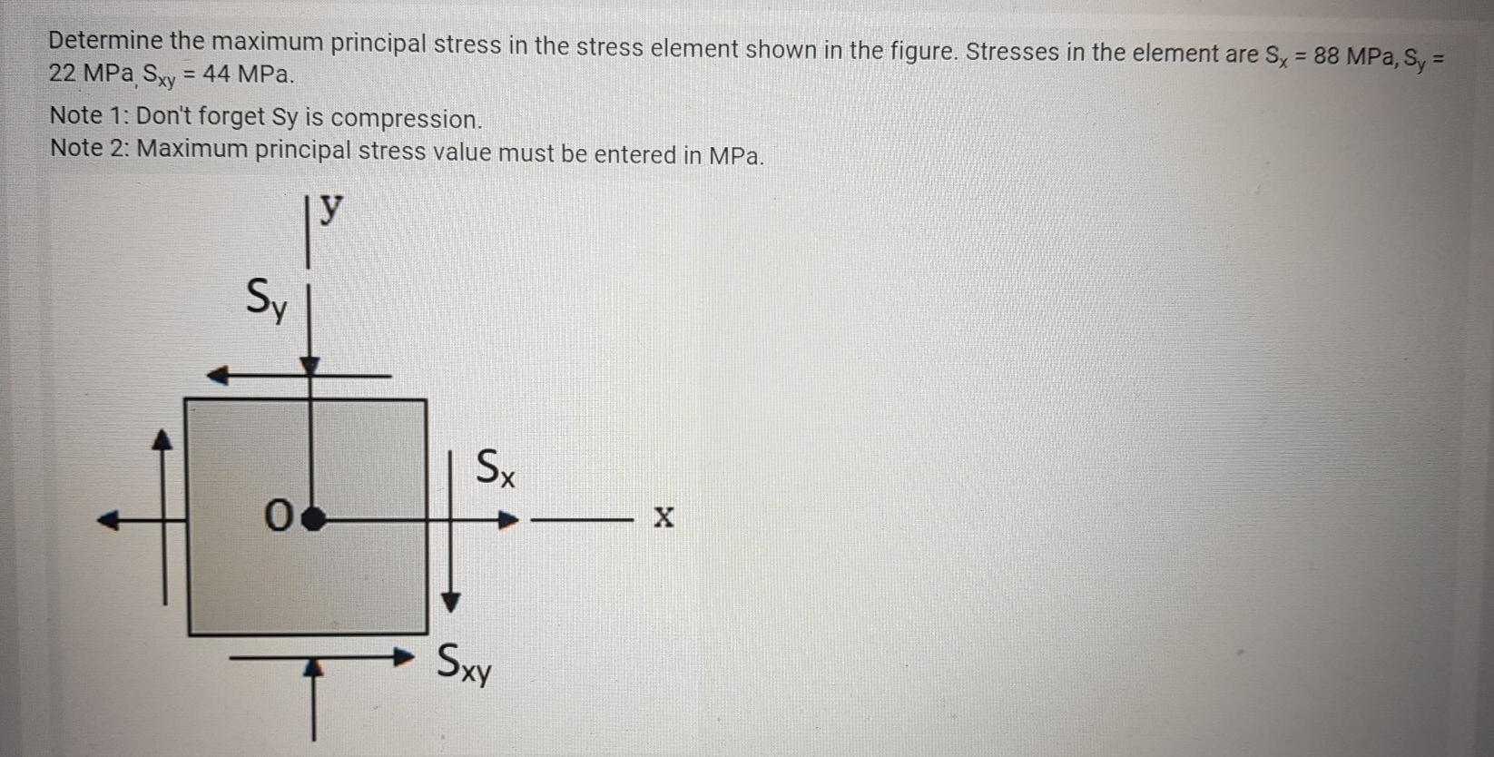 Solved Determine the maximum principal stress in the stress | Chegg.com