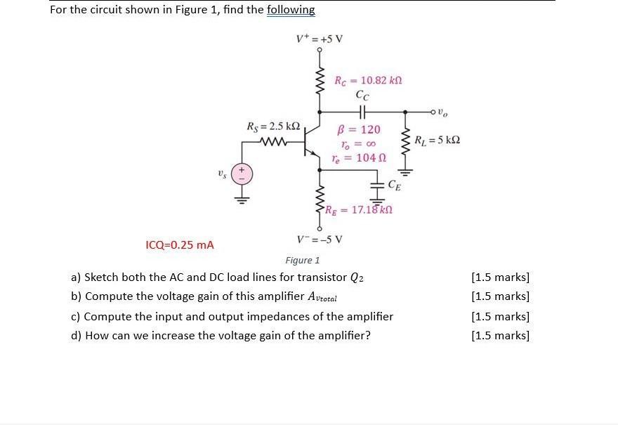 Solved For The Circuit Shown In Figure 1, Find The Following | Chegg.com