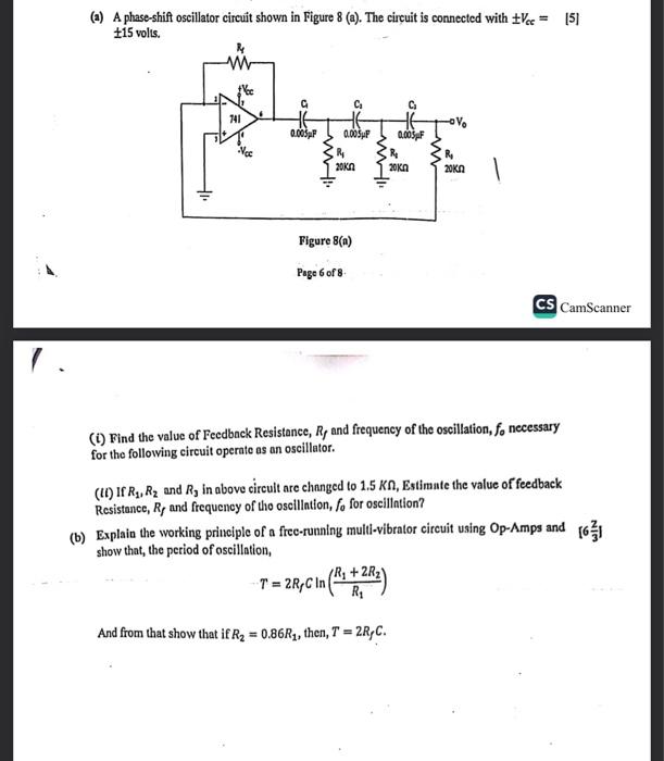 Solved (a) A phase-shift oscillator circuit shown in Figure | Chegg.com