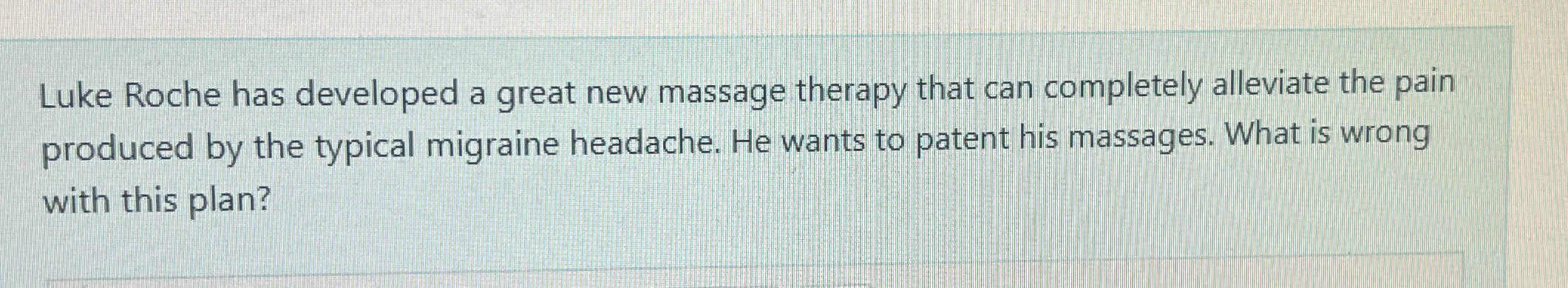 Solved Luke Roche has developed a great new massage therapy | Chegg.com