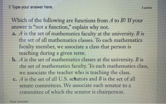 7 Type Your Answer Here 3 Points Which Of The Chegg Com