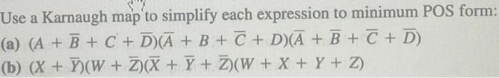 Solved Use a Karnaugh map to simplify each expression to | Chegg.com