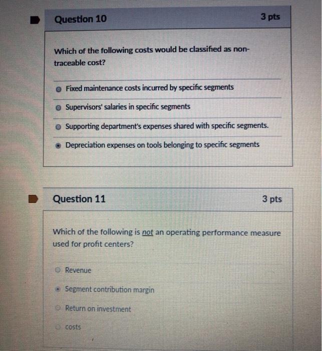 Solved Question 10 3 pts Which of the following costs would | Chegg.com