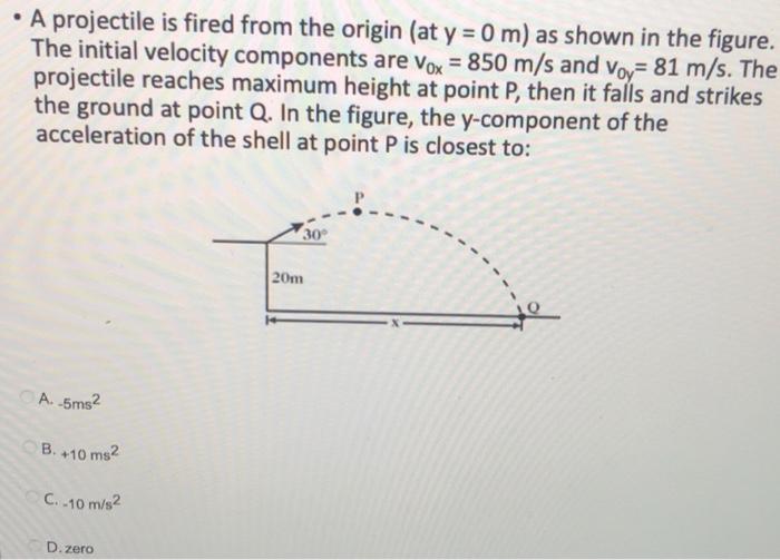 Solved - A projectile is fired from the origin (at y = 0 m) | Chegg.com