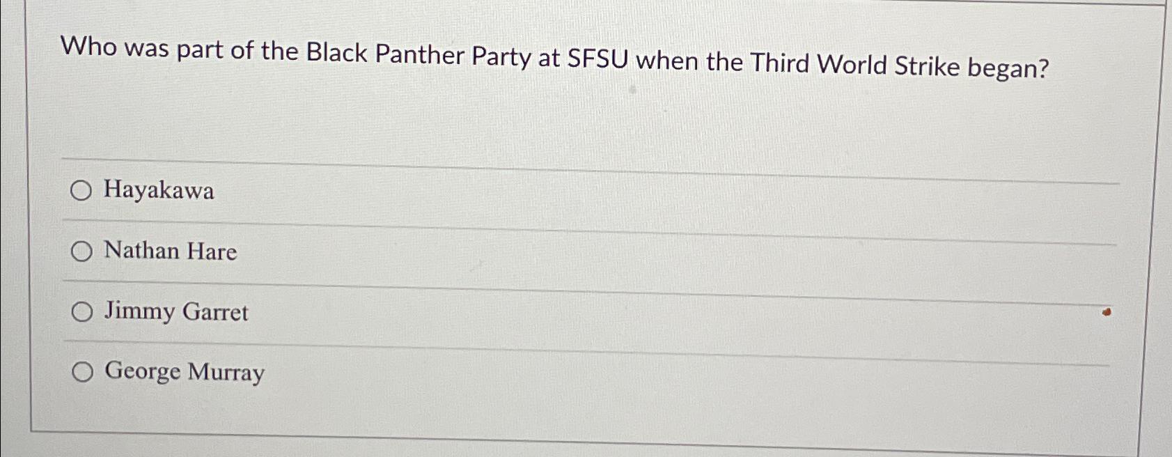 Solved Who was part of the Black Panther Party at SFSU when | Chegg.com